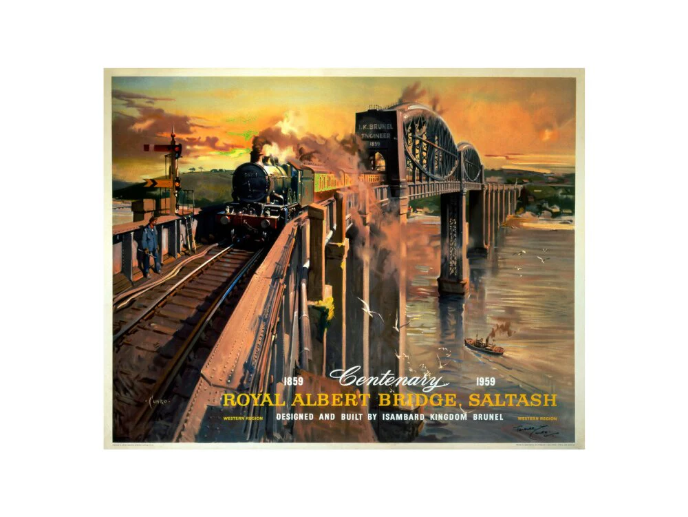 'The Royal Albert Bridge, Saltash', BR (WR) poster, 1958. - Image 55