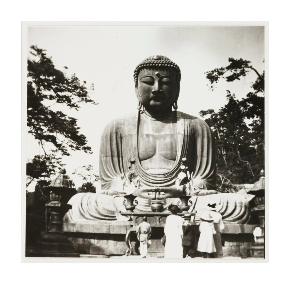 Tourists at Kamakura temple, c 1905. - Image 62
