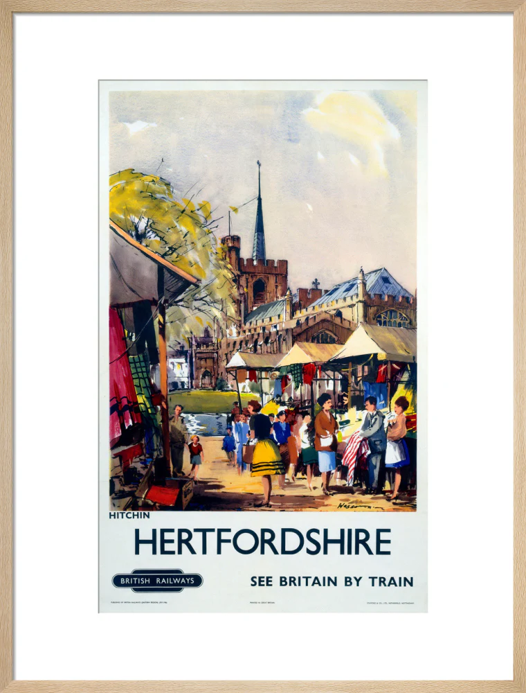 'Hitchin, Hertfordshire - See Britain by Train', BR (ER) poster, c 1955-1965. - Image 21