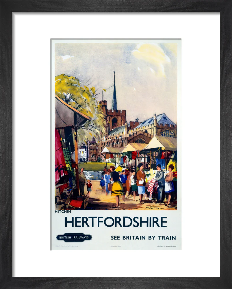 'Hitchin, Hertfordshire - See Britain by Train', BR (ER) poster, c 1955-1965. - Image 36