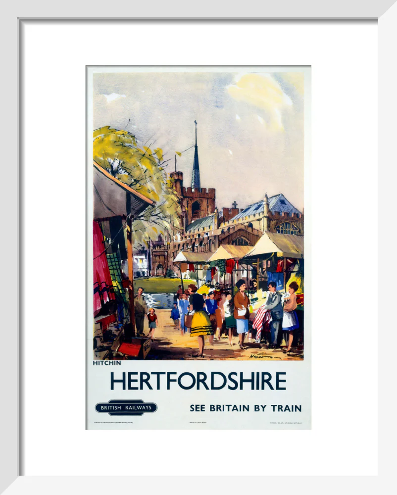 'Hitchin, Hertfordshire - See Britain by Train', BR (ER) poster, c 1955-1965. - Image 4