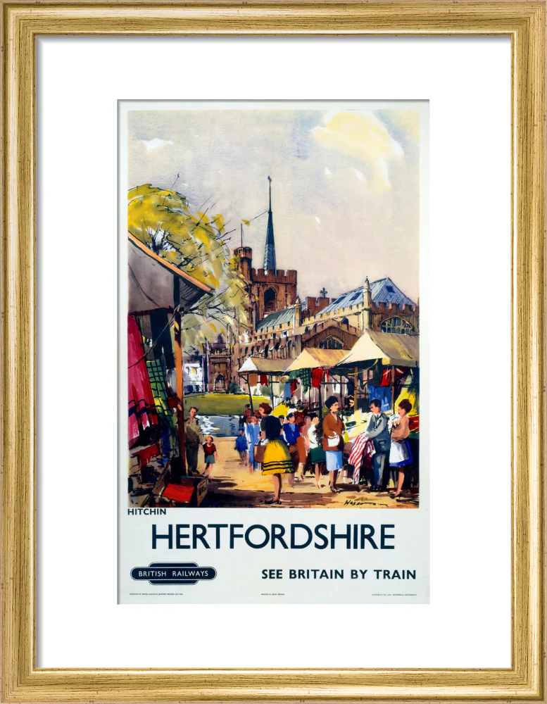 'Hitchin, Hertfordshire - See Britain by Train', BR (ER) poster, c 1955-1965. - Image 43