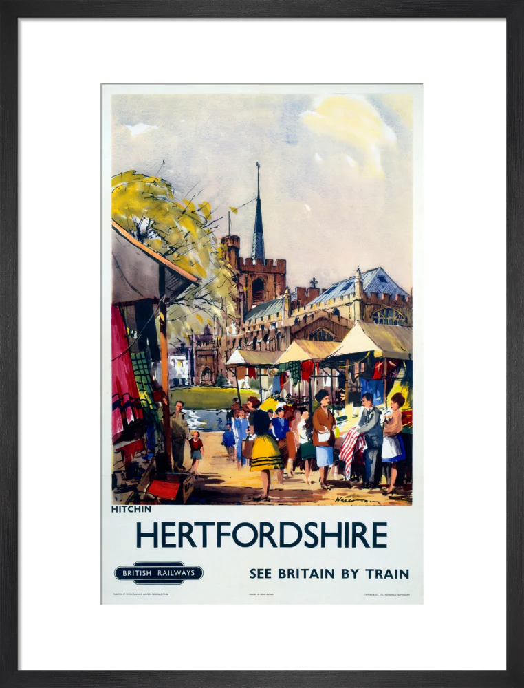 'Hitchin, Hertfordshire - See Britain by Train', BR (ER) poster, c 1955-1965. - Image 46