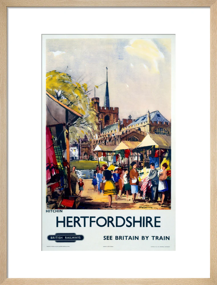 'Hitchin, Hertfordshire - See Britain by Train', BR (ER) poster, c 1955-1965. - Image 49