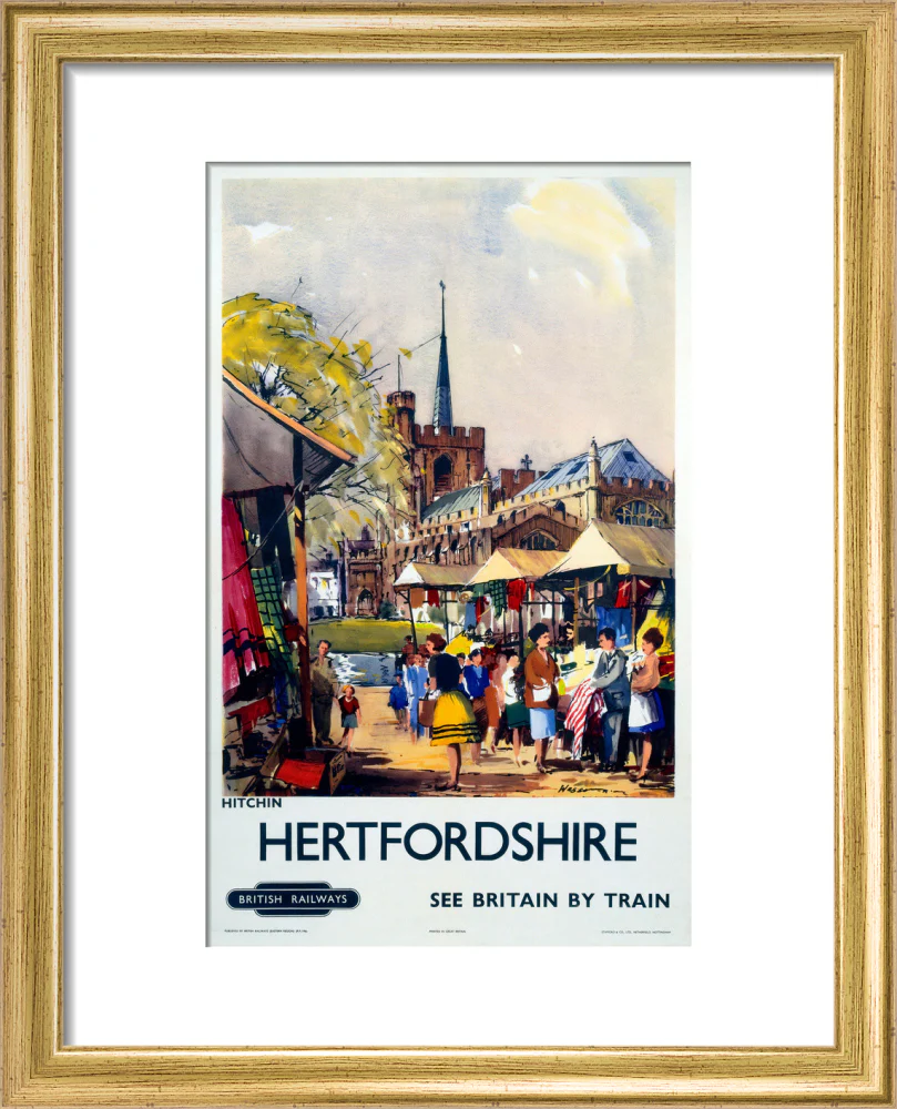 'Hitchin, Hertfordshire - See Britain by Train', BR (ER) poster, c 1955-1965. - Image 5