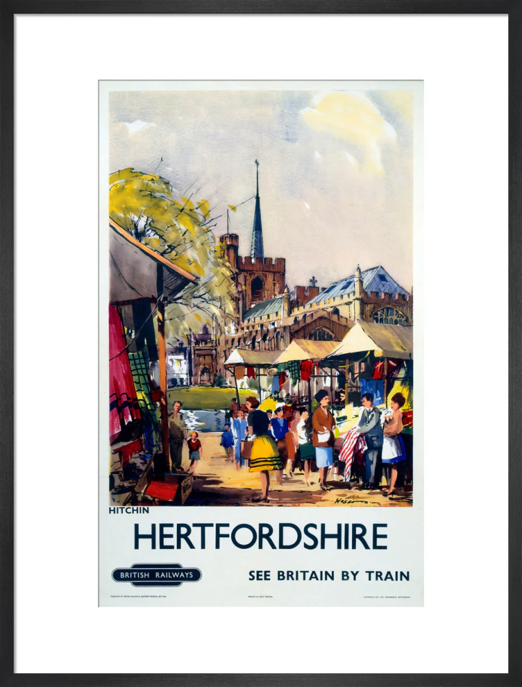 'Hitchin, Hertfordshire - See Britain by Train', BR (ER) poster, c 1955-1965. - Image 51