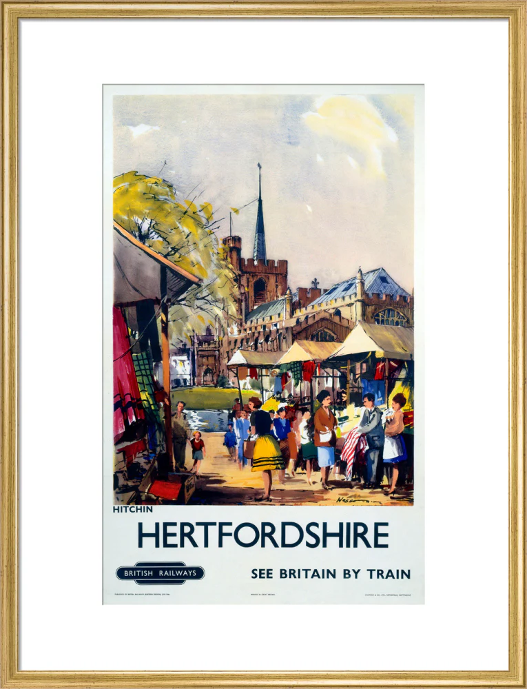 'Hitchin, Hertfordshire - See Britain by Train', BR (ER) poster, c 1955-1965. - Image 53