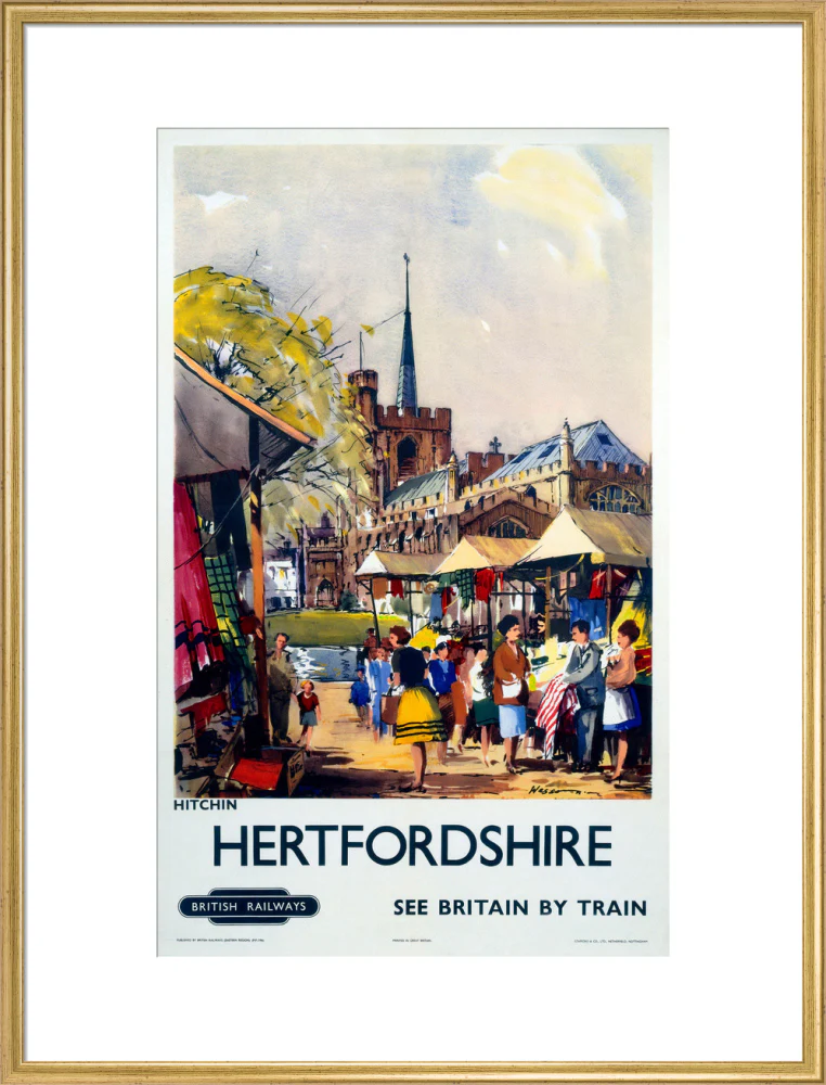 'Hitchin, Hertfordshire - See Britain by Train', BR (ER) poster, c 1955-1965. - Image 58