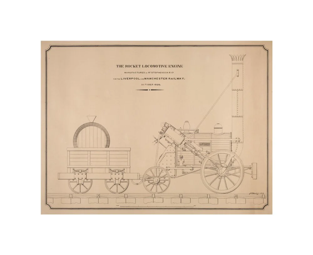 Pen and ink side elevation of the Rocket - Image 60