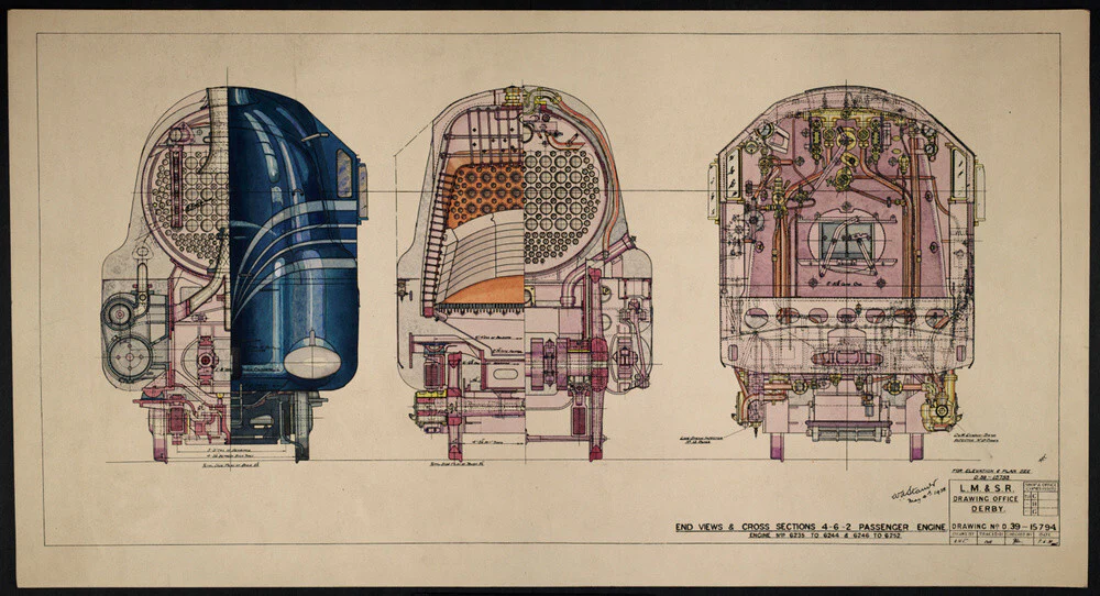 LM&SR Drawing No.D39-15794 of 4-6-2 Passenger Engine, 'Duchess of Hamilton'. 9.06.1939