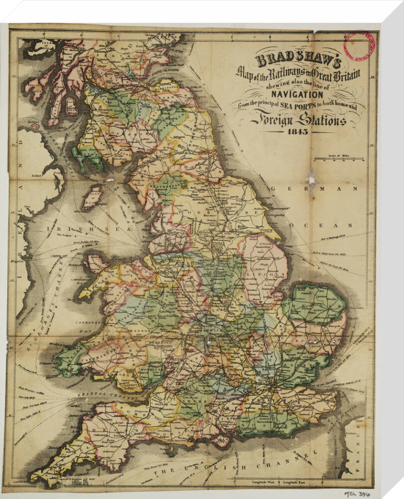 Bradshaw's Map of the Railways in Great Britain shewing also the line of Navigation from the principal Sea Ports .... George Bradshaw (1801-1853) - Image 32