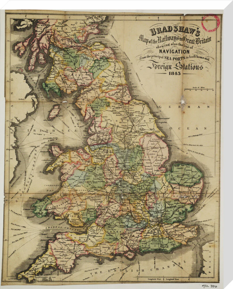 Bradshaw's Map of the Railways in Great Britain shewing also the line of Navigation from the principal Sea Ports .... George Bradshaw (1801-1853) - Image 66