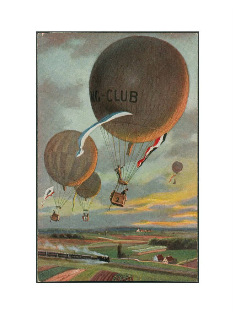 Postcard for a Hot Air Balloon race over the French countryside. - Image 40