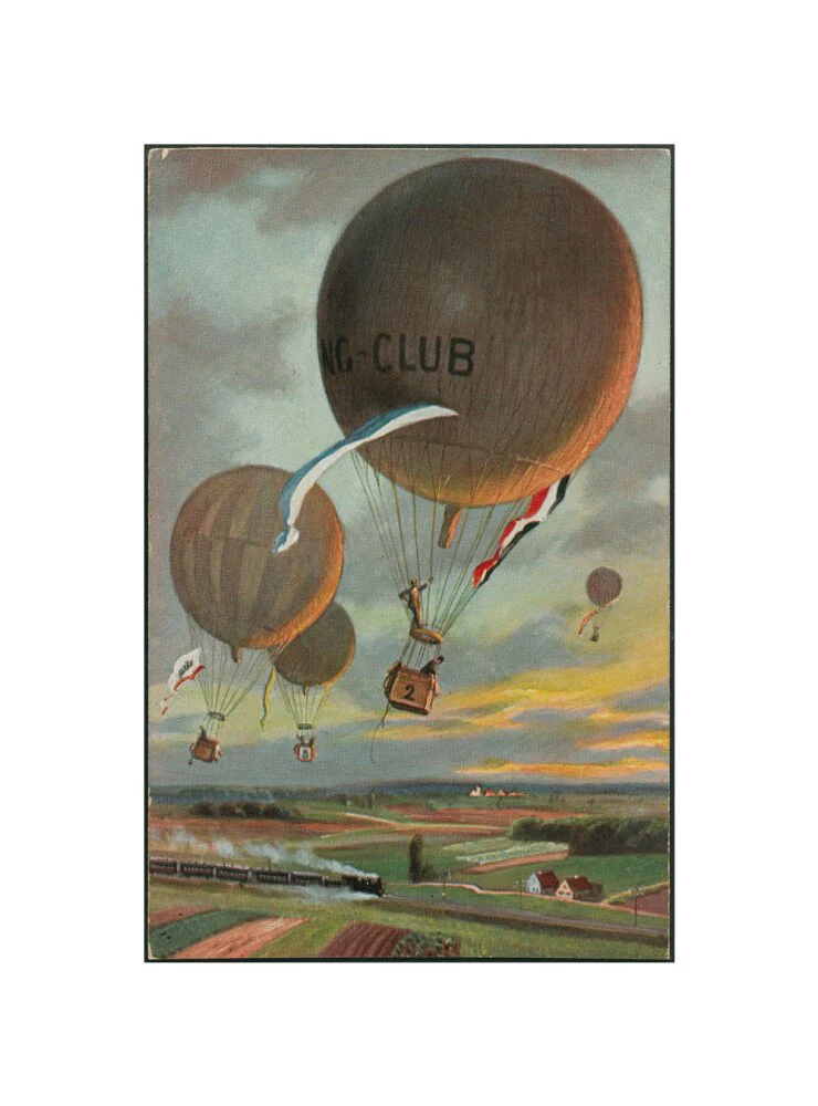 Postcard for a Hot Air Balloon race over the French countryside. - Image 60