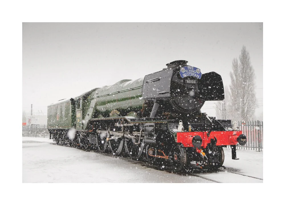 Flying Scotsman locomotive in the snow, 2016. - Image 29