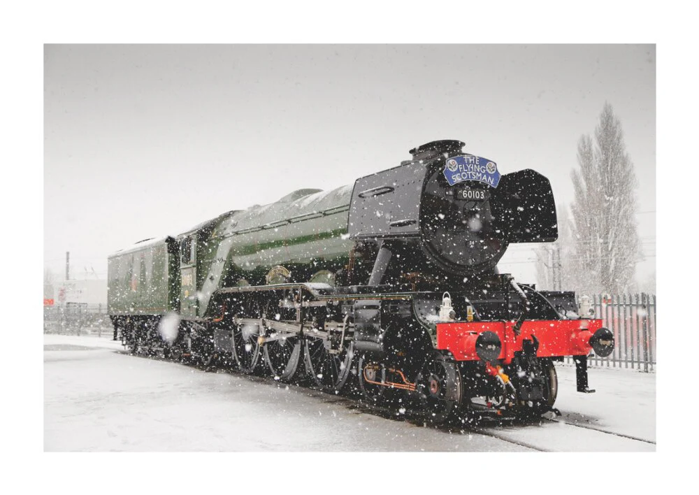 Flying Scotsman locomotive in the snow, 2016. - Image 63