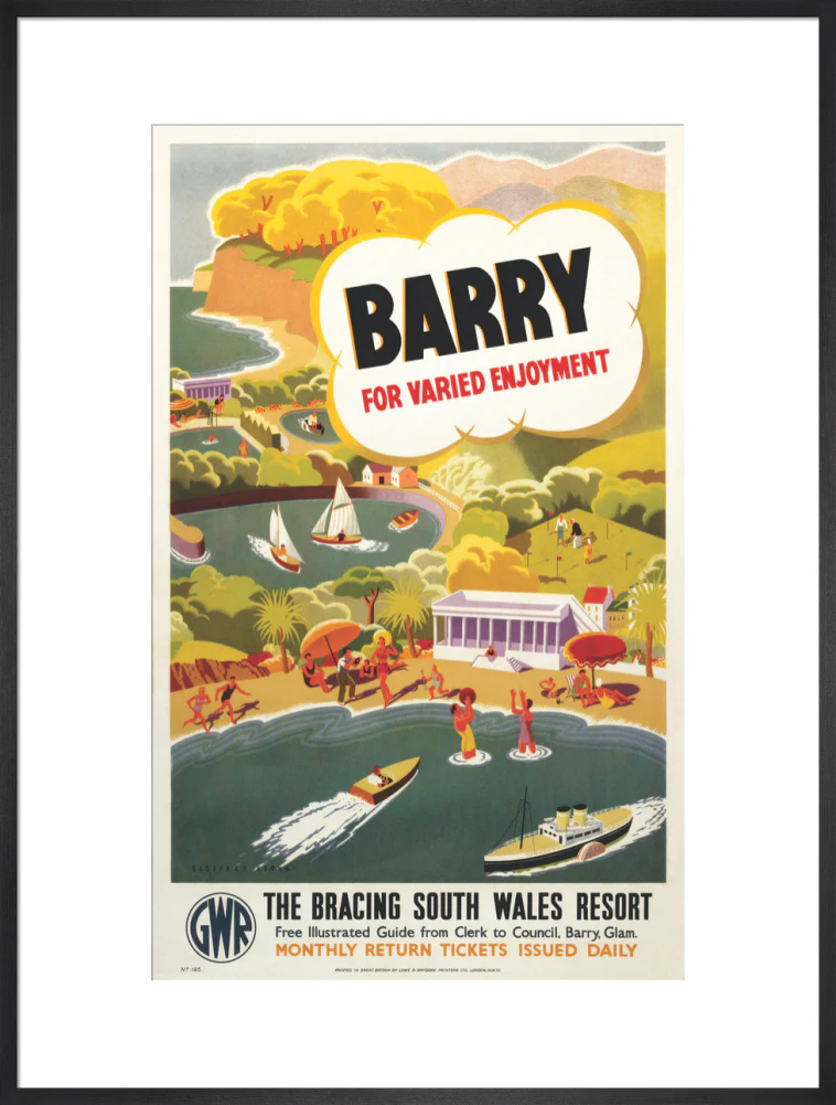 'Barry for Varied Enjoyment', GWR poster, c.1930s. - Image 89