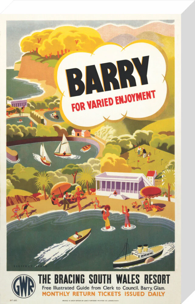 'Barry for Varied Enjoyment', GWR poster, c.1930s. - Image 98