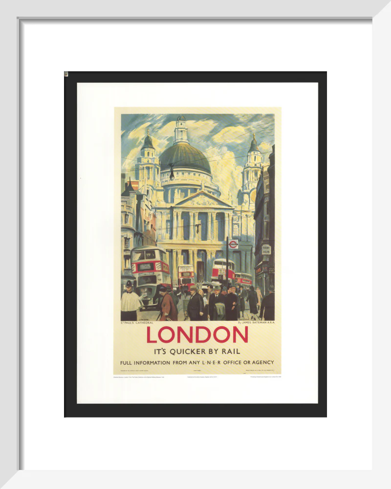Poster, London & North Eastern Railway, 'London', St Paul's Cathedral by James Bateman, 1939. - Image 4