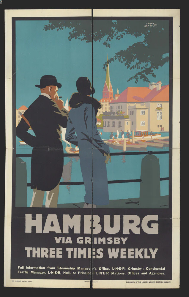 London & North Eastern Railway, Hamburg via Grimsby - three Times Weekly, by Frank Newbould.ﾠ