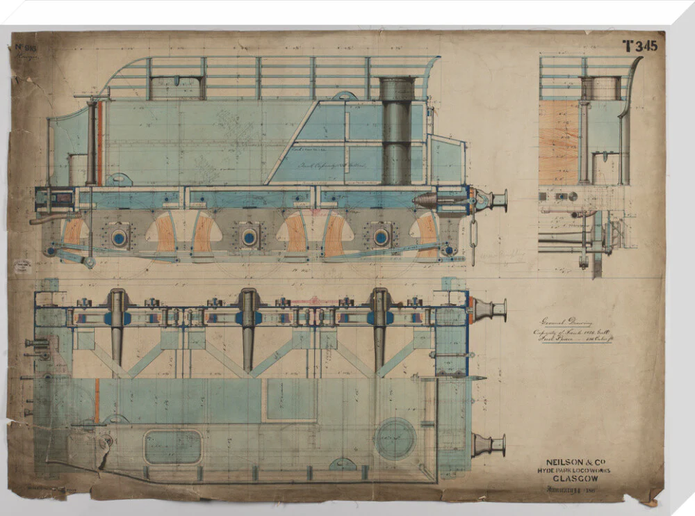 Neilson & Co drawing of 5'0 gauge 6 wheel, 1868 order number T345 for Russia. - Image 33