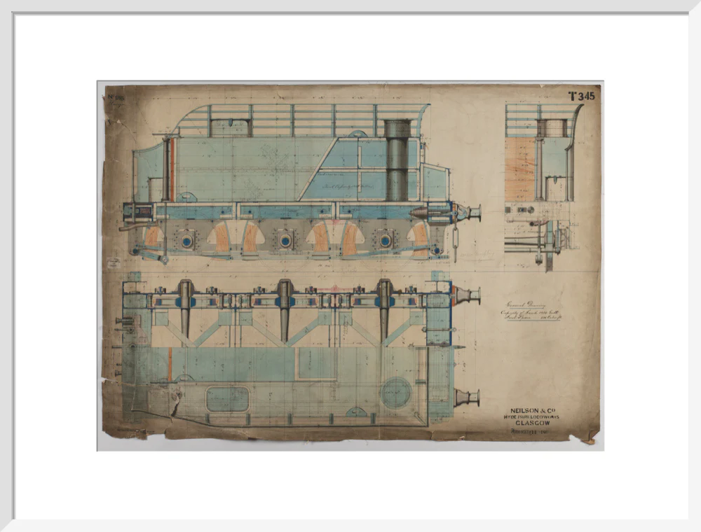 Neilson & Co drawing of 5'0 gauge 6 wheel, 1868 order number T345 for Russia. - Image 52