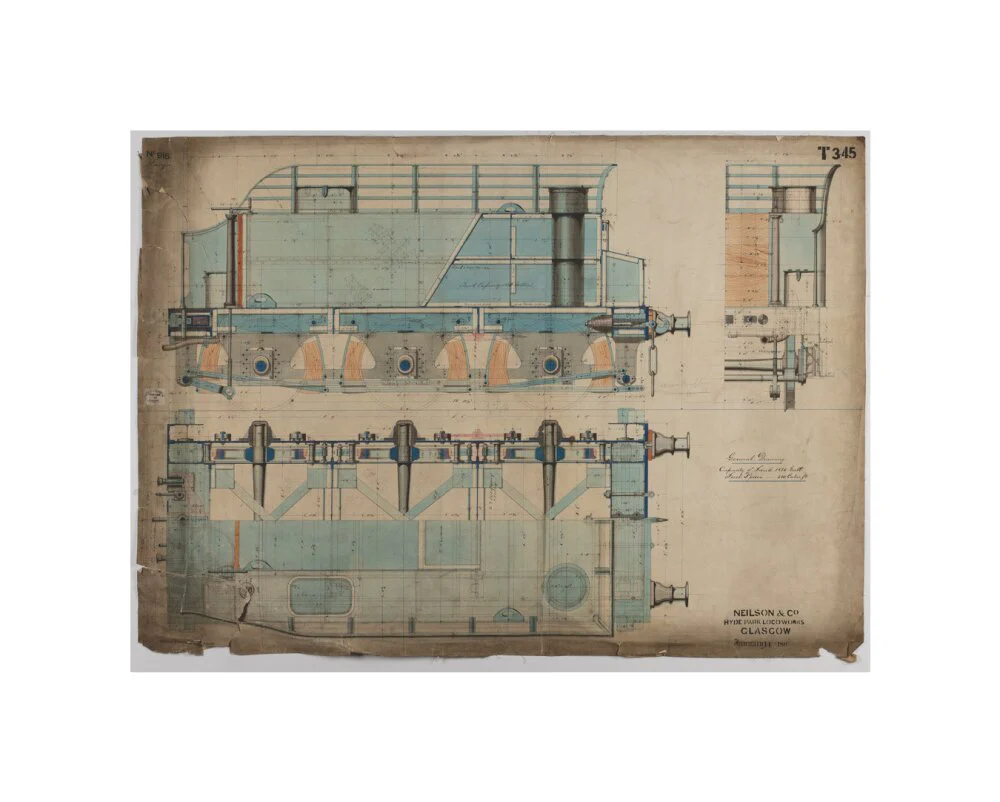 Neilson & Co drawing of 5'0 gauge 6 wheel, 1868 order number T345 for Russia. - Image 60