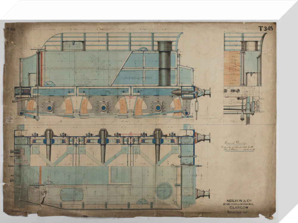 Neilson & Co drawing of 5'0 gauge 6 wheel, 1868 order number T345 for Russia. - Image 64