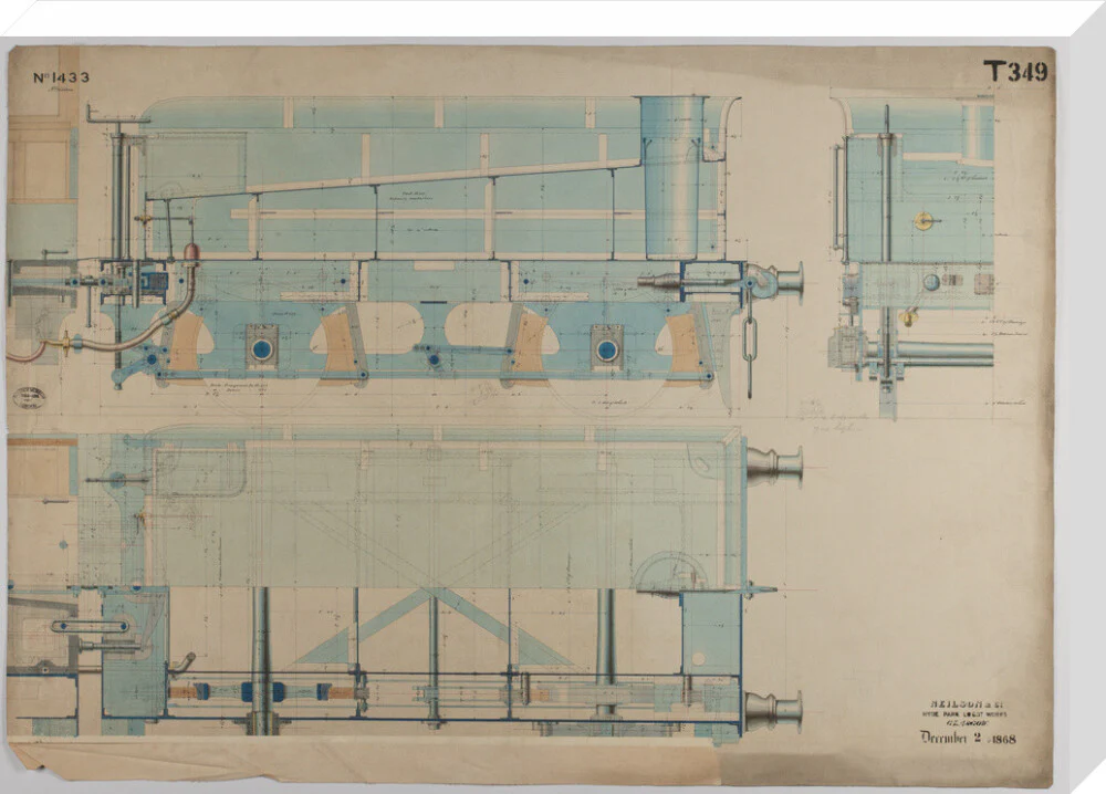 Neilson & Co drawing of 5'0 gauge 6 wheel, 1868 order number T345 for Russia. - Image 33