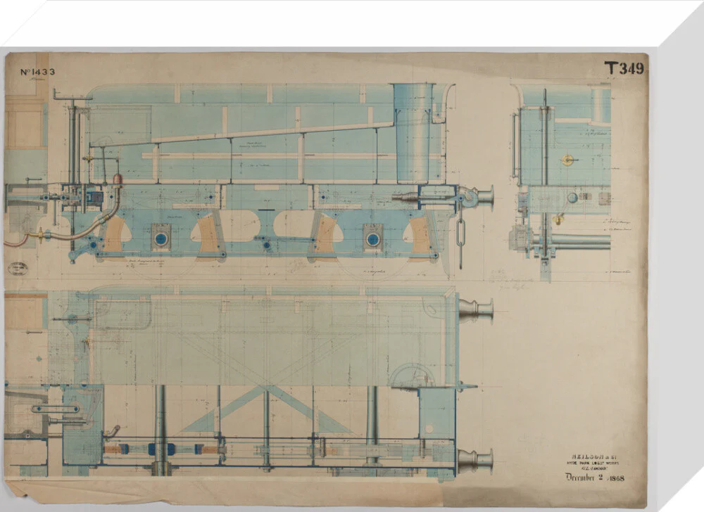 Neilson & Co drawing of 5'0 gauge 6 wheel, 1868 order number T345 for Russia. - Image 64