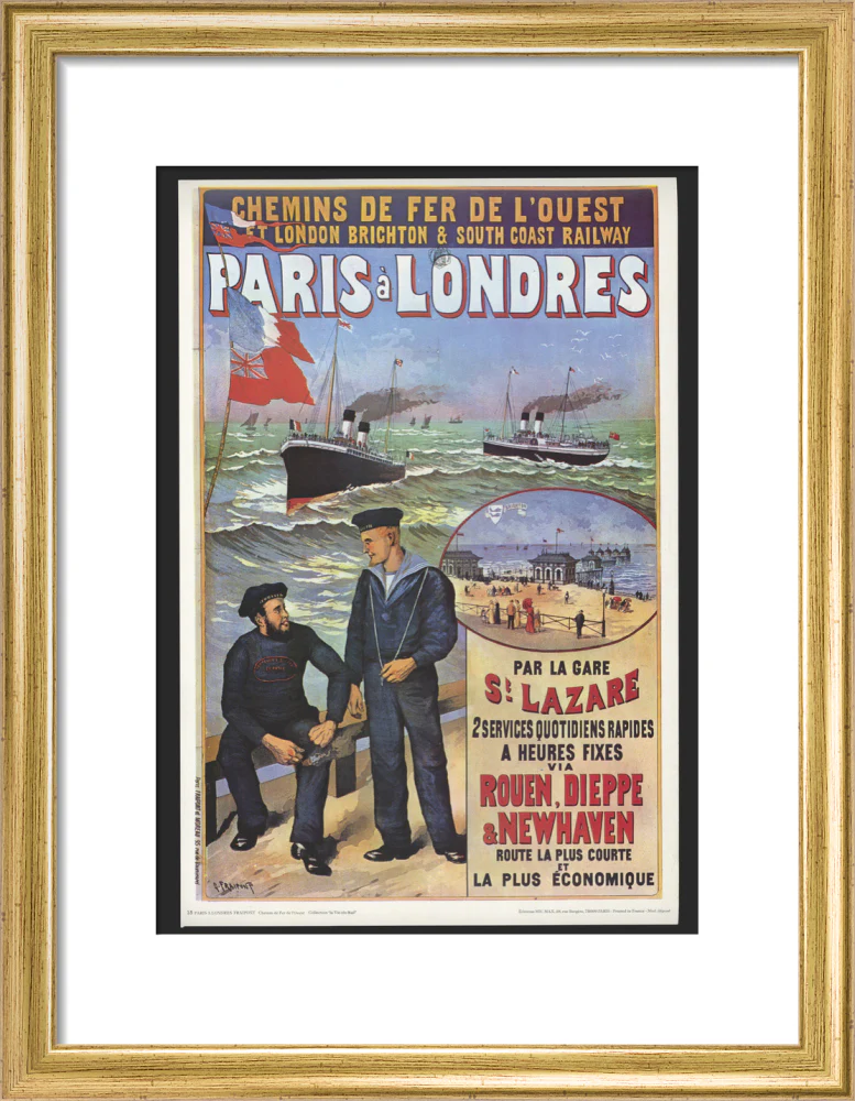 Reproduction poster, 'Chemins de Fer de l'Ouest et LBSCR', by Gustave Fraipont. - Image 10