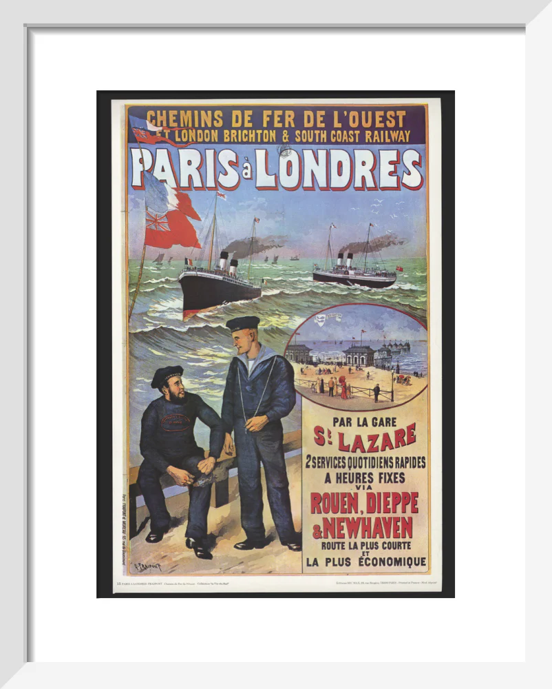 Reproduction poster, 'Chemins de Fer de l'Ouest et LBSCR', by Gustave Fraipont. - Image 4