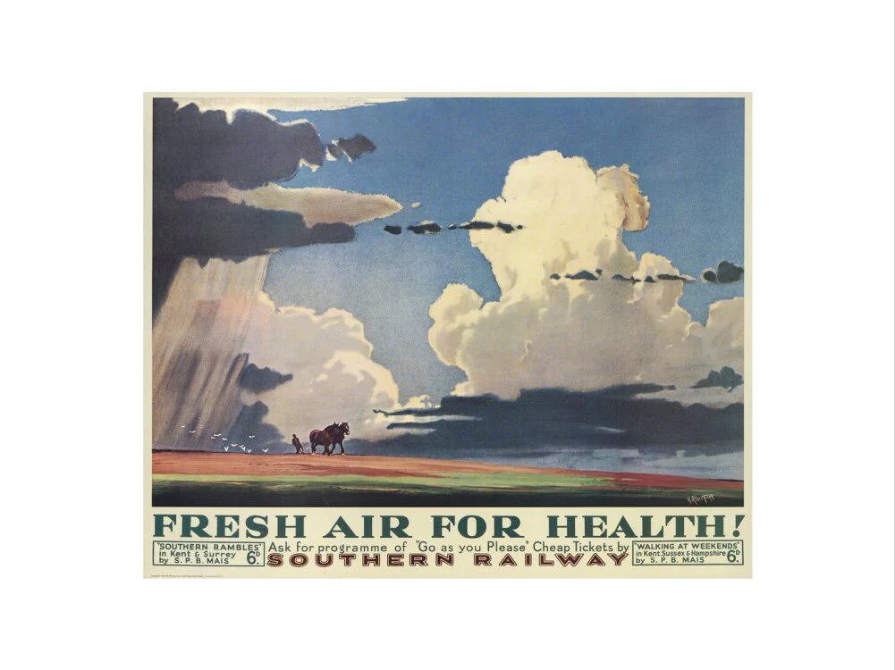 Reproduction poster, Southern Railway, 'Fresh Air for Health' by H Alker Tripp. - Image 55