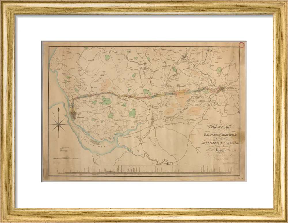A Plan and Section of an intended Railway or Tram-Road from Liverpool to Manchester, 1824. - Image 10