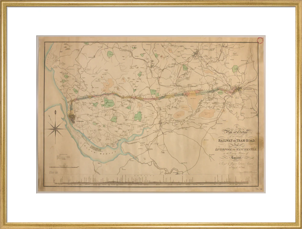 A Plan and Section of an intended Railway or Tram-Road from Liverpool to Manchester, 1824. - Image 25
