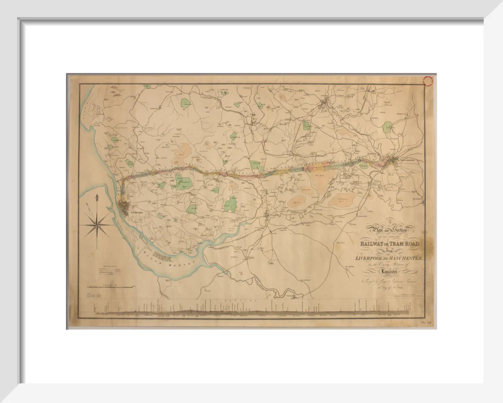 A Plan and Section of an intended Railway or Tram-Road from Liverpool to Manchester, 1824. - Image 4