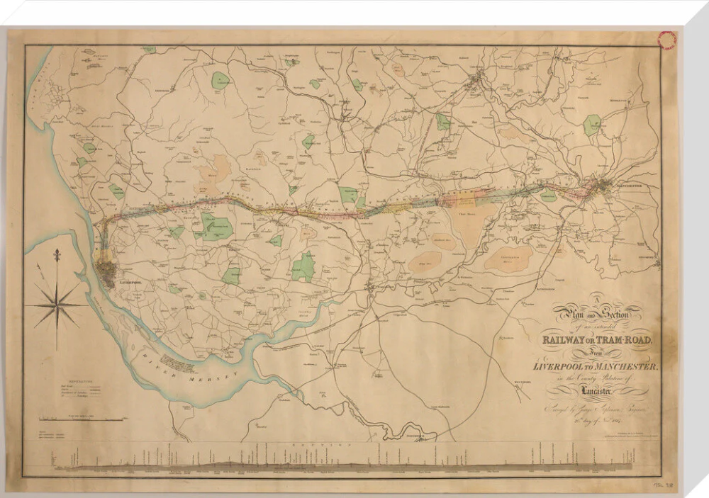 A Plan and Section of an intended Railway or Tram-Road from Liverpool to Manchester, 1824. - Image 66
