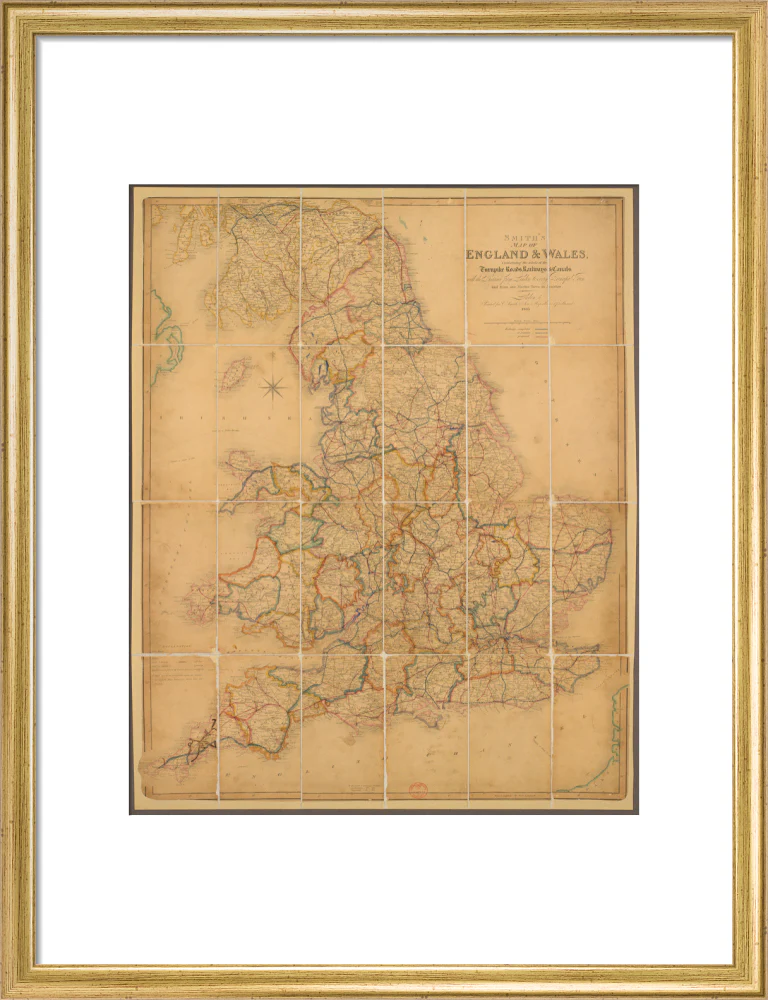 Colour-engraved map. Smith's Map of England & Wales, Containing the whole of the Turnpike Roads, Railways & Canals, 1845. - Image 48