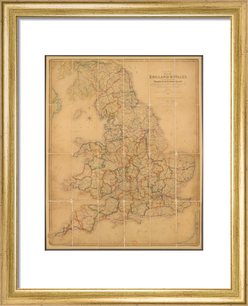 Colour-engraved map. Smith's Map of England & Wales, Containing the whole of the Turnpike Roads, Railways & Canals, 1845. - Image 5