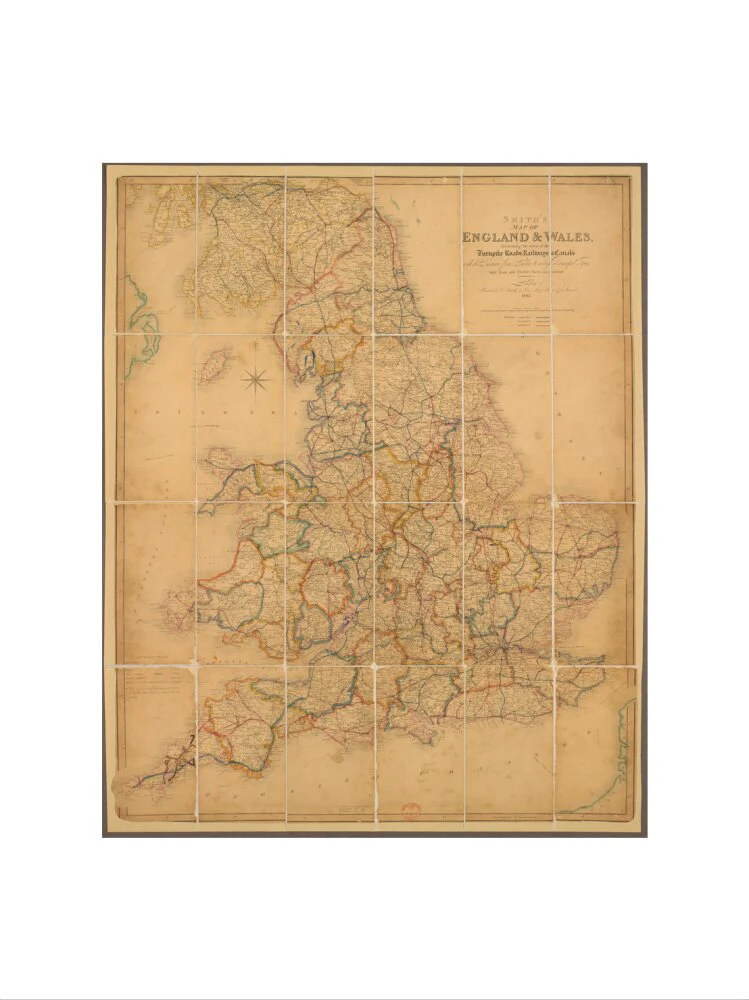 Colour-engraved map. Smith's Map of England & Wales, Containing the whole of the Turnpike Roads, Railways & Canals, 1845. - Image 55