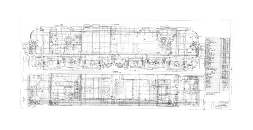 Pipe arrangement, plan and elevation for EM1 class electric locomotive for the Woodhead route. - Image 29