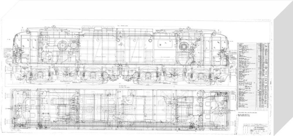 Pipe arrangement, plan and elevation for EM1 class electric locomotive for the Woodhead route. - Image 31
