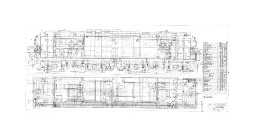 Pipe arrangement, plan and elevation for EM1 class electric locomotive for the Woodhead route. - Image 61