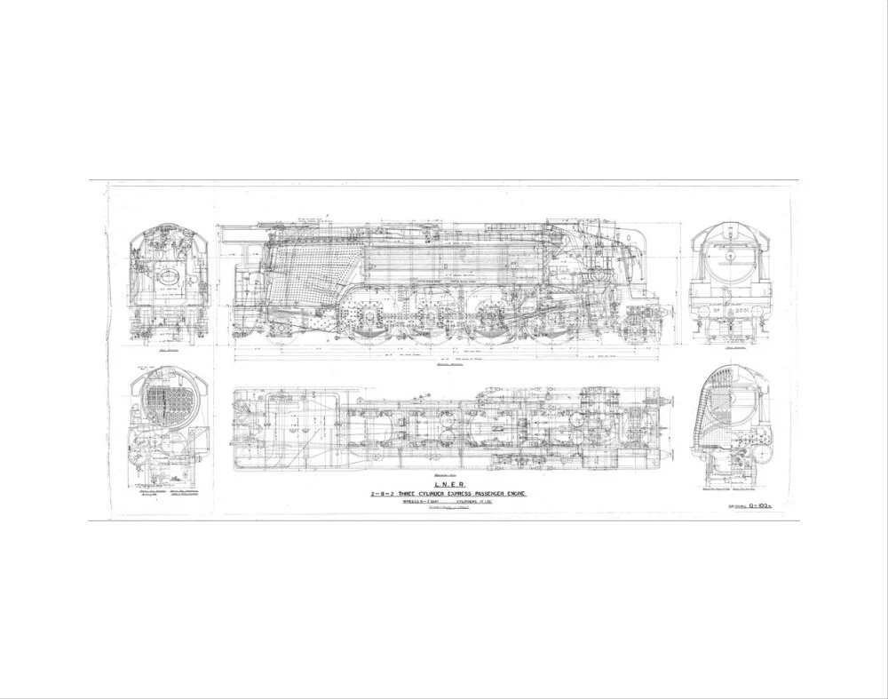 General arrangement drawing of LNER P2 class 2-8-2 locomotives, 1934. - Image 2