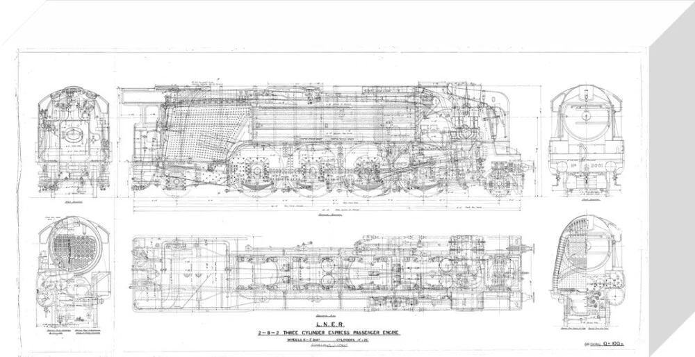 General arrangement drawing of LNER P2 class 2-8-2 locomotives, 1934. - Image 31