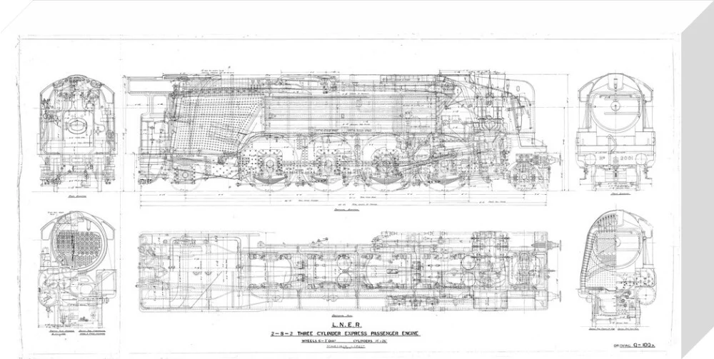 General arrangement drawing of LNER P2 class 2-8-2 locomotives, 1934. - Image 65