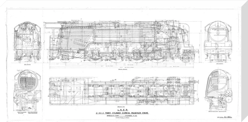 General arrangement drawing of LNER P2 class 2-8-2 locomotives, 1934. - Image 67