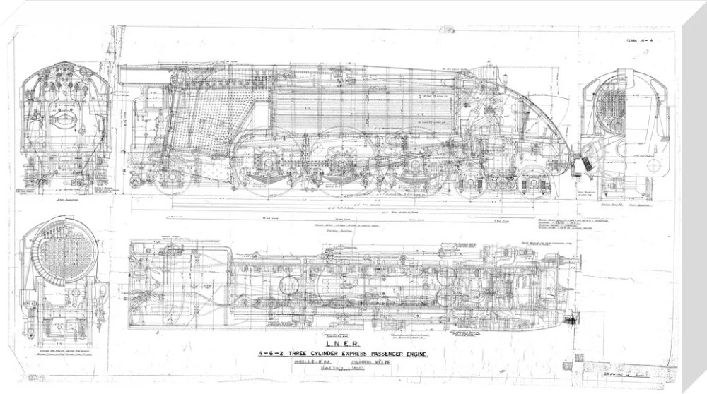 General arrangement drawing of LNER A4 class locomotives including 4468 Mallard, 1938. - Image 33