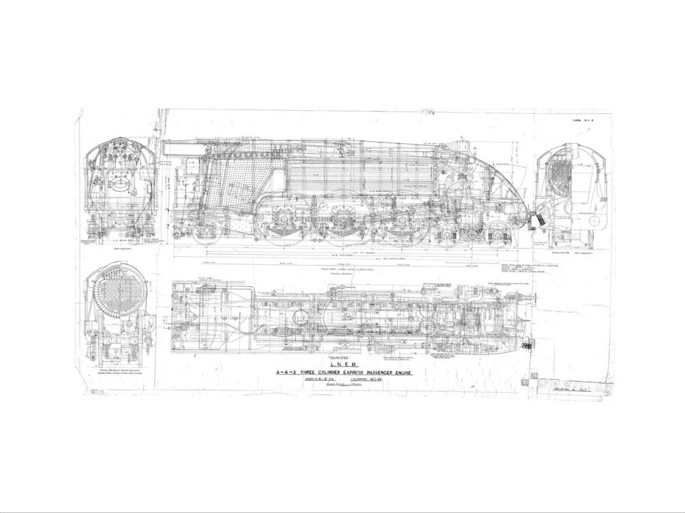 General arrangement drawing of LNER A4 class locomotives including 4468 Mallard, 1938. - Image 40