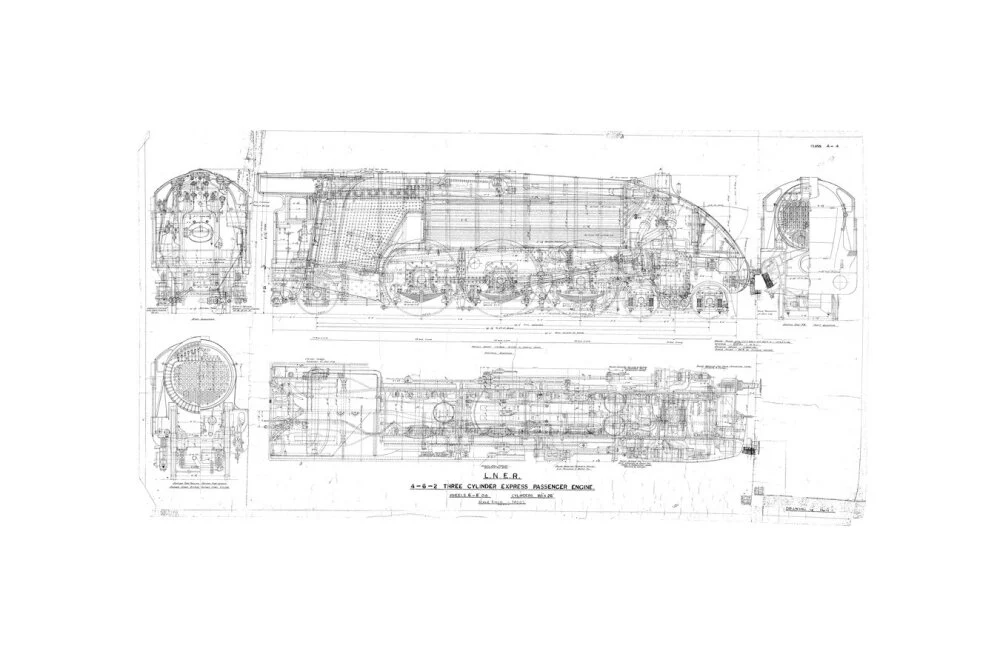 General arrangement drawing of LNER A4 class locomotives including 4468 Mallard, 1938. - Image 60